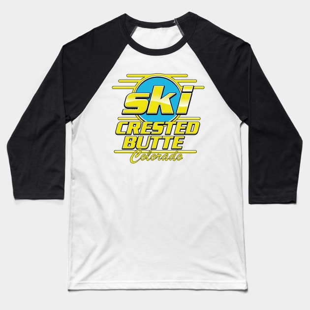 Crested Butte Colorado 80s ski logo Baseball T-Shirt by nickemporium1